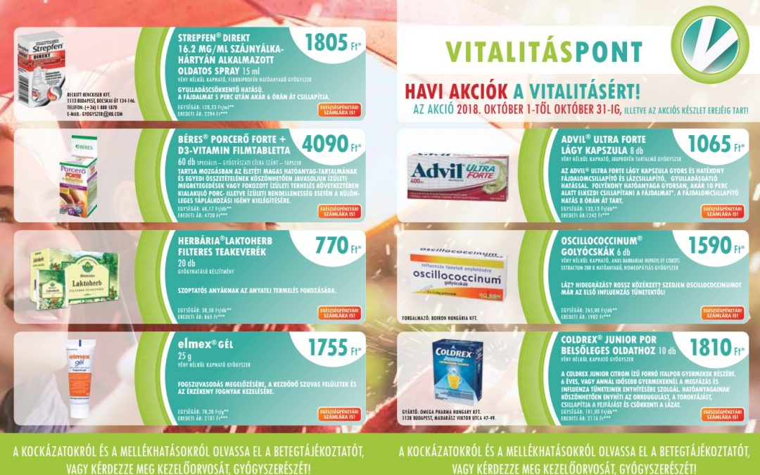 Vitalitáspont akció 2018.október